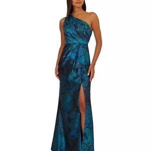 Elegant One-Shoulder Blue Dress